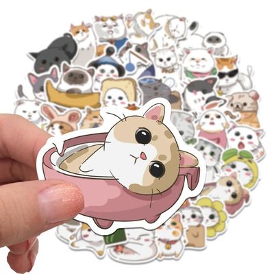Etiquetas de papel Kraft Gracias pegatinas Diseño de dibujos animados de gatos lindos para pegatinas decorativas