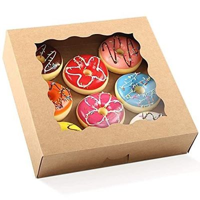 Envasado de ventana Panadería Caja de pastel con inserciones 12 agujeros soporte de pastel en papel Kraft