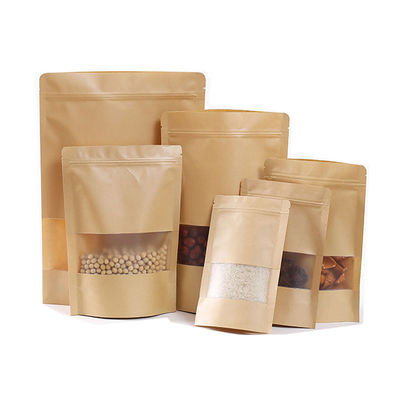 Impresión de logotipo personalizado Material de grado alimenticio Bolsa de papel Kraft marrón máquina de hacer con ventana