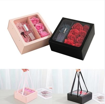 Artesanía de regalos Industrial Blanco PVC transparente Ventana cajón plegable Día de la Madre regalo de papel caja de paquete