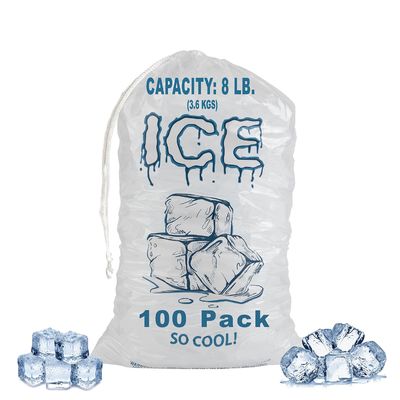 Bolsas de hielo de plástico biodegradables duraderas reutilizables de 10 libras personalizadas para el almacenamiento de cubos de hielo