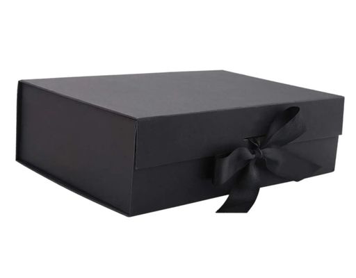 Cajas de embalaje de papel elegantes y personalizadas con cinta de color variable y sello magnético