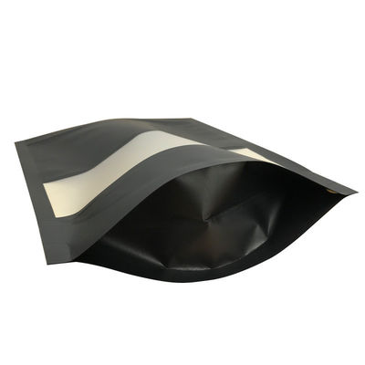 Logotipo personalizado Bolso de plástico negro Embalaje de alimentos con ventana de grabado de impresión Tamaño opcional