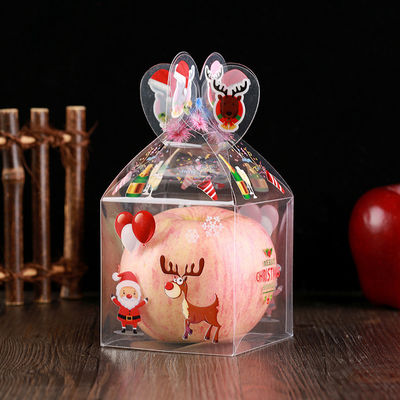 Caja de caramelos de forma cuadrada de PET transparente para decoración de Navidad y embalaje de regalos