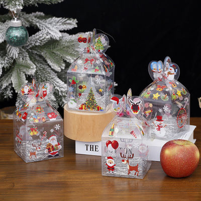Caja de caramelos de forma cuadrada de PET transparente para decoración de Navidad y embalaje de regalos