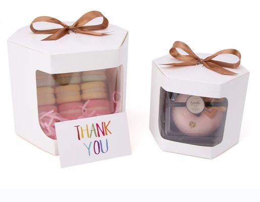 Caja de tarta de cartón blanco personalizada con ventana 4 y 6 agujeros Caja de embalaje de tartas