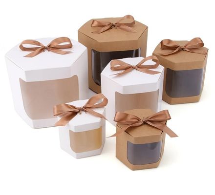 Caja de tarta de cartón blanco personalizada con ventana 4 y 6 agujeros Caja de embalaje de tartas