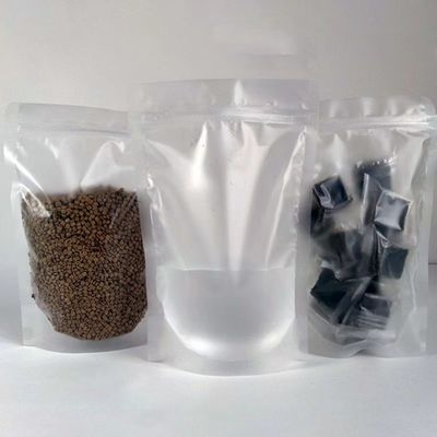 Embalaje de alimentos transparente PE Bolso de plástico de pie con logotipo aséptico