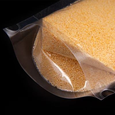 Embalaje de alimentos transparente PE Bolso de plástico de pie con logotipo aséptico