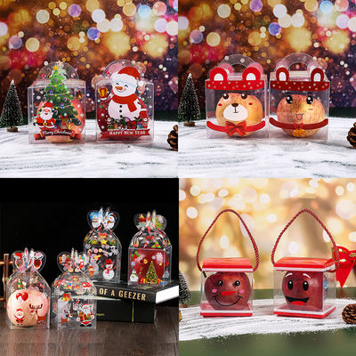Cajas de manzanas de caramelo plegables PET transparentes para el embalaje de regalos personalizados de Navidad