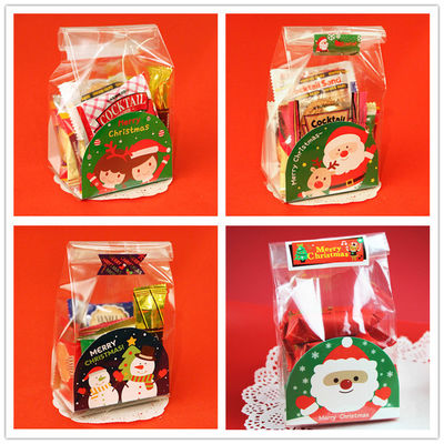 Pedido personalizado Bolsa de galletas Diy hecha a mano para PE Bolsa de tostadas de plástico de color inferior Navidad