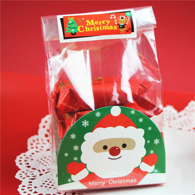 Pedido personalizado Bolsa de galletas Diy hecha a mano para PE Bolsa de tostadas de plástico de color inferior Navidad