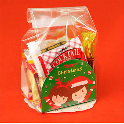 Pedido personalizado Bolsa de galletas Diy hecha a mano para PE Bolsa de tostadas de plástico de color inferior Navidad