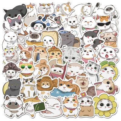Etiquetas de papel Kraft Gracias pegatinas Diseño de dibujos animados de gatos lindos para pegatinas decorativas