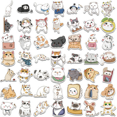 Etiquetas de papel Kraft Gracias pegatinas Diseño de dibujos animados de gatos lindos para pegatinas decorativas