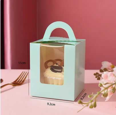 Caja de embalaje portátil con tapa e inserción de ventana de color rosa personalizado