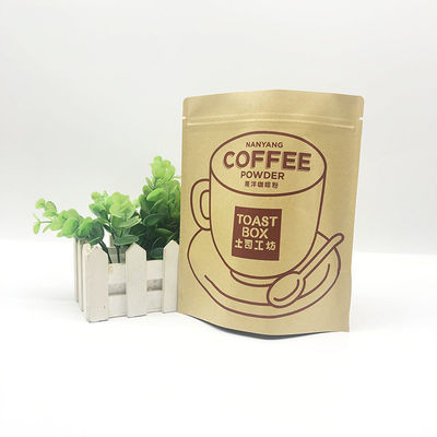 Bolso autoportante de papel Kraft Tienda de café de especialidad con cremallera Frutas secas Embalaje de alimentos