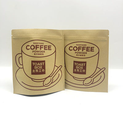 Bolso autoportante de papel Kraft Tienda de café de especialidad con cremallera Frutas secas Embalaje de alimentos