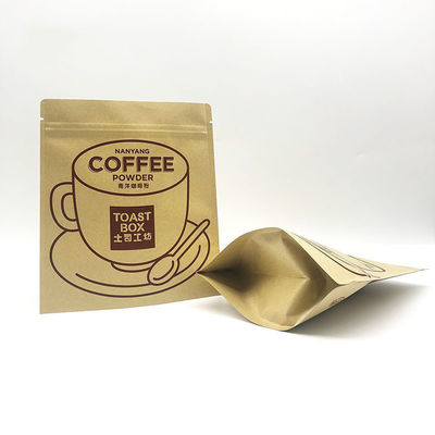 Bolso autoportante de papel Kraft Tienda de café de especialidad con cremallera Frutas secas Embalaje de alimentos