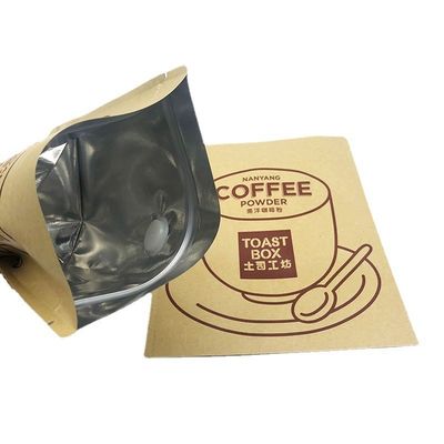 Bolso autoportante de papel Kraft Tienda de café de especialidad con cremallera Frutas secas Embalaje de alimentos