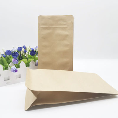 Bolso autoportante de papel Kraft Tienda de café de especialidad con cremallera Frutas secas Embalaje de alimentos