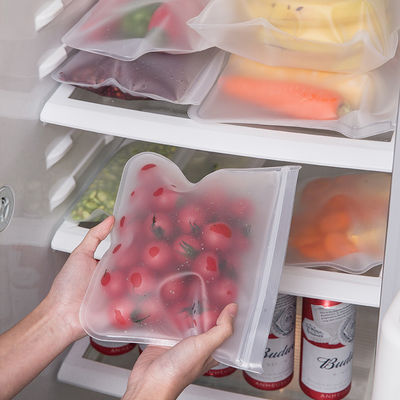 Bolsa de almacenamiento de alimentos de silicona a prueba de fugas reutilizable con tapa de cremallera y diseño de sellado automático