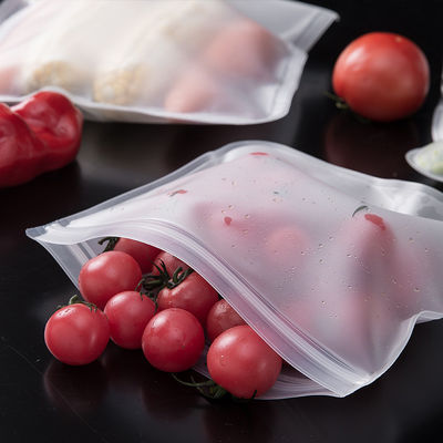 Bolsa de almacenamiento de alimentos de silicona a prueba de fugas reutilizable con tapa de cremallera y diseño de sellado automático