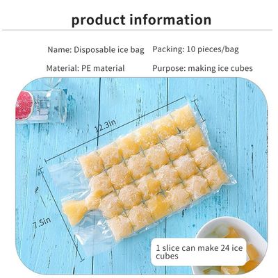 Estructura del material PE Transparente Bolsas de embalaje de plástico de hielo desechables personalizadas