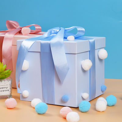 Personaliza la caja de regalo de papel de lujo con tapa de cinta para Navidad de cumpleaños