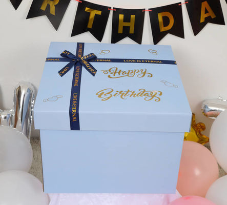 Personaliza la caja de regalo de papel de lujo con tapa de cinta para Navidad de cumpleaños