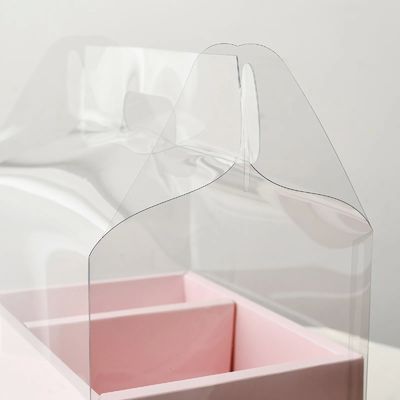 Cajas de pastel de flores transparentes de bricolaje de PVC para bodas, Navidad, cumpleaños, embalaje de regalo con asas