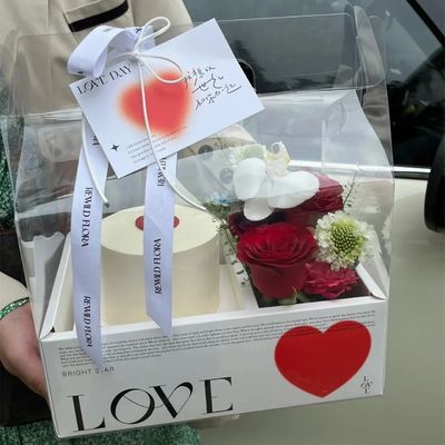 Cajas de pastel de flores transparentes de bricolaje de PVC para bodas, Navidad, cumpleaños, embalaje de regalo con asas
