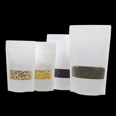 Bolsa de papel Kraft con ventana transparente de grado alimenticio con cremallera a prueba de humedad