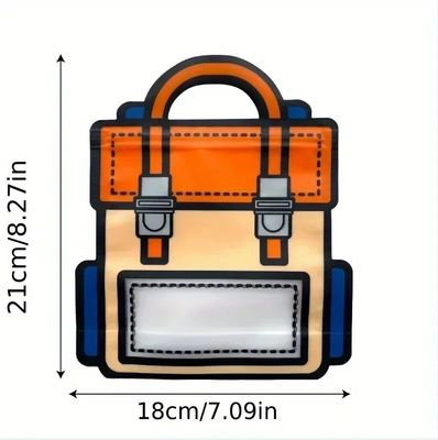 Bolsa de autocierre con ventana abierta para envases en forma de dibujos animados de bocadillos y dulces