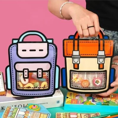 Bolsa de autocierre con ventana abierta para envases en forma de dibujos animados de bocadillos y dulces