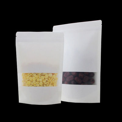 Bolsas de papel Kraft con su propio diseño y ventana y sello térmico y tapa de cremallera