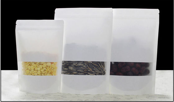 Bolsas de papel Kraft con su propio diseño y ventana y sello térmico y tapa de cremallera