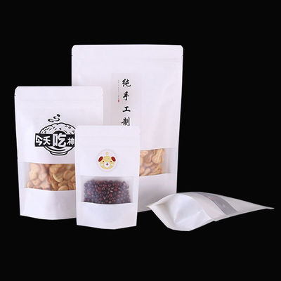 Bolsas de papel Kraft con su propio diseño y ventana y sello térmico y tapa de cremallera
