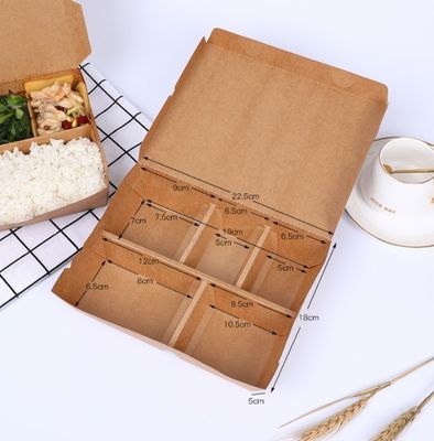 Papel artesanal Impreso bandeja de contenedor para comida de sushi Slim embalaje japonés para llevar desechable