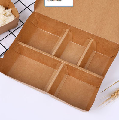 Papel artesanal Impreso bandeja de contenedor para comida de sushi Slim embalaje japonés para llevar desechable
