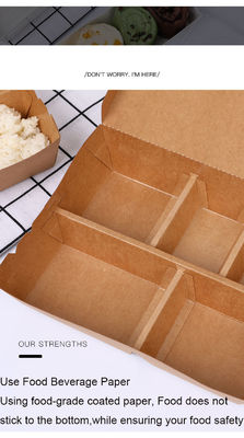 Papel artesanal Impreso bandeja de contenedor para comida de sushi Slim embalaje japonés para llevar desechable