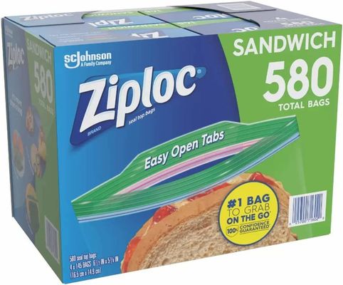 Impresión de grabado de plástico de PP fácil de abrir tabs de sándwich LDPE congelador bolsas de cierre