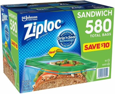 Impresión de grabado de plástico de PP fácil de abrir tabs de sándwich LDPE congelador bolsas de cierre
