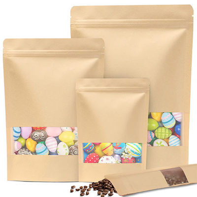Bolsa de papel Kraft marrón/blanco desechable para almacenamiento de alimentos Embalaje con cierre por cerradura impreso a medida