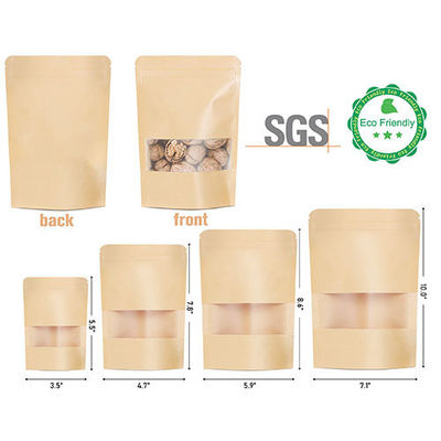 Bolsa de papel Kraft marrón/blanco desechable para almacenamiento de alimentos Embalaje con cierre por cerradura impreso a medida