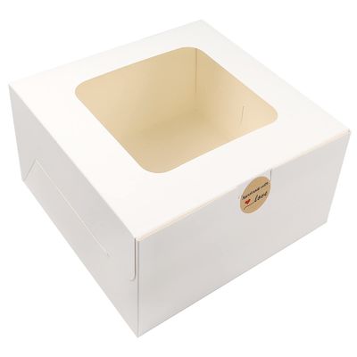 Pedido personalizado aceptado 12 x 12 x 6 pulgadas cuadrada caja de tarta de cartón con ventana