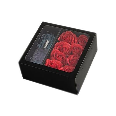 Embalaje Caja de flores regalo con mango Diseño cuadrado personalizado Ventana transparente de PVC