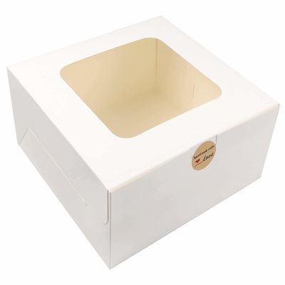 Caja de panadería de papel blanco con cartón cuadrado de ventana Caja de pastel desechable
