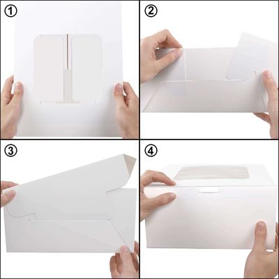 Caja de panadería de papel blanco con cartón cuadrado de ventana Caja de pastel desechable