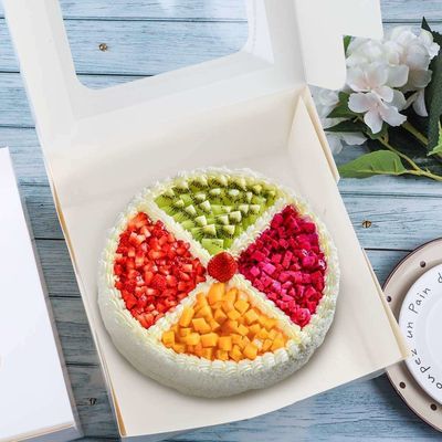 Caja de panadería de papel blanco con cartón cuadrado de ventana Caja de pastel desechable